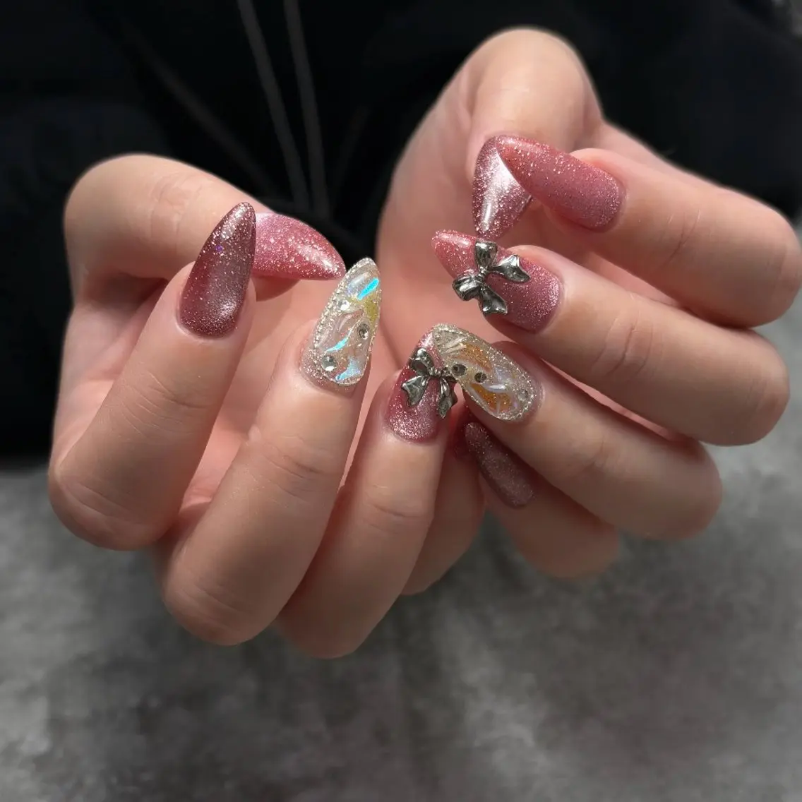 ネイル リボン ハンドネイル Nailsalon Lebelのネイルデザイン