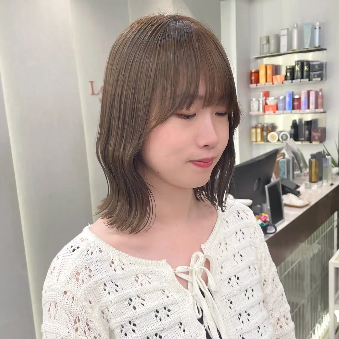 ミディアム カラー カット ヘアカラー トリートメント 縮毛矯正/ストンボブ Wカラー💎ヒデジのヘアスタイル