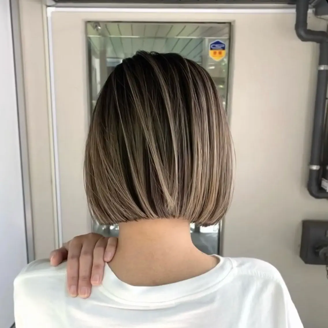 ミディアム カラー ハイトーンカラー ブリーチなしダブル ブリーチカラー優海のヘアスタイル