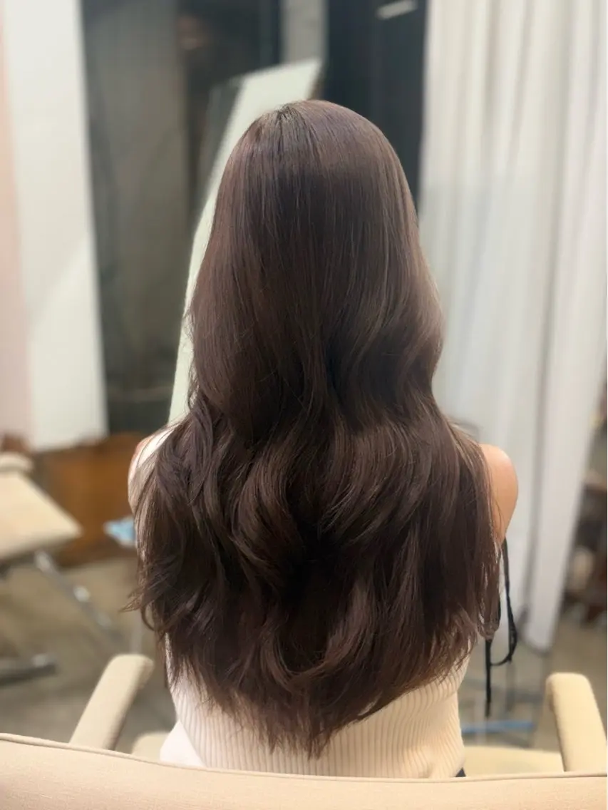 ロング ヘアカラー トリートメント 透明感カラー/赤み消 しカラー/もものヘアスタイル