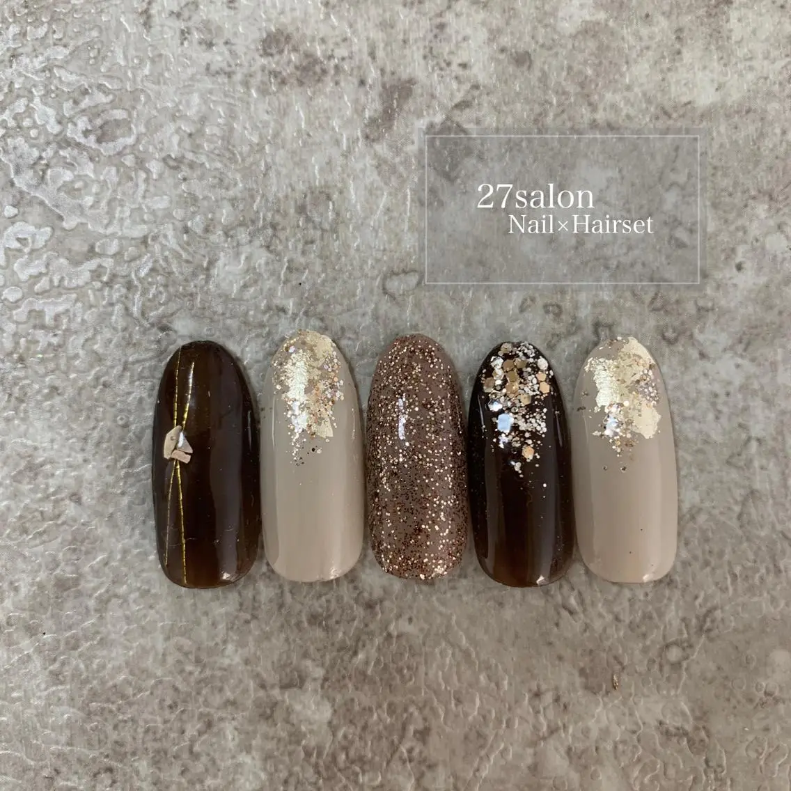 ネイル ブラウン ニュアンスネイル バレンタイン 27salon yuinaのネイルデザイン