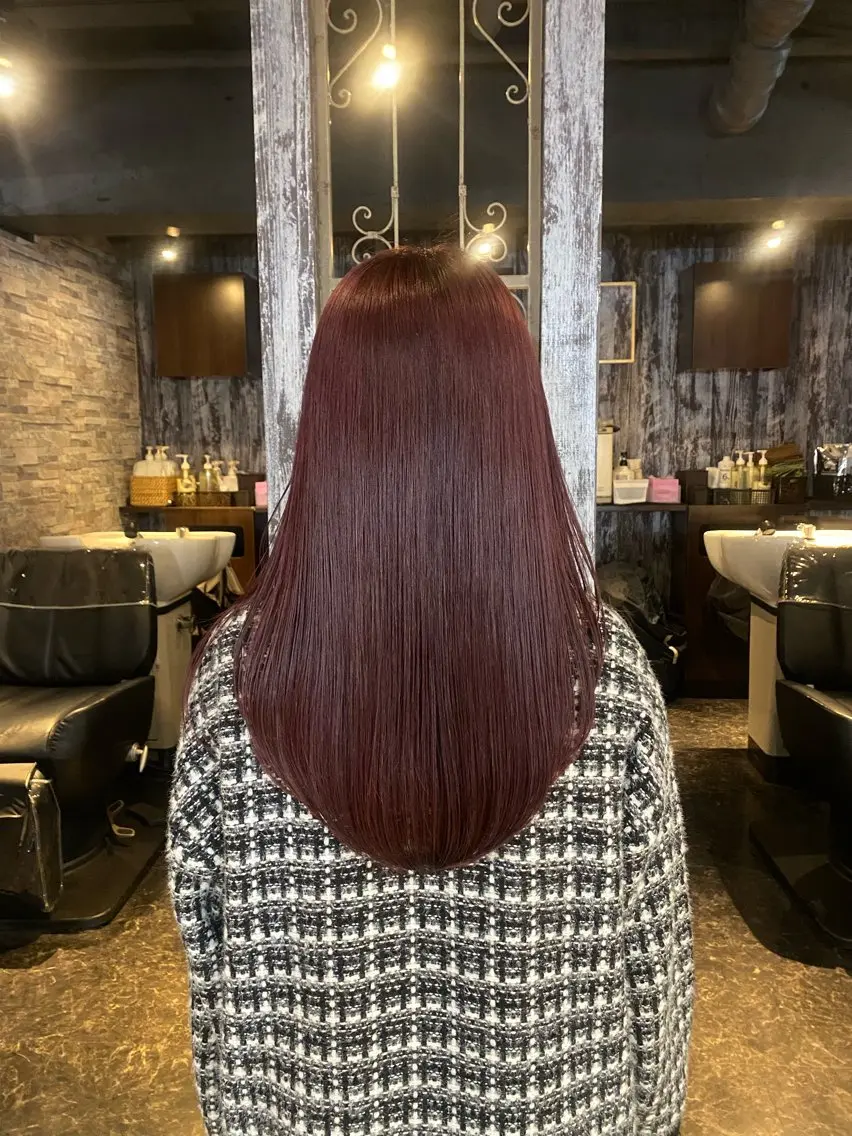 カラー ブリーチ レッドカラー 🍒Inagaki ヘッドスパ☁️のヘアスタイル