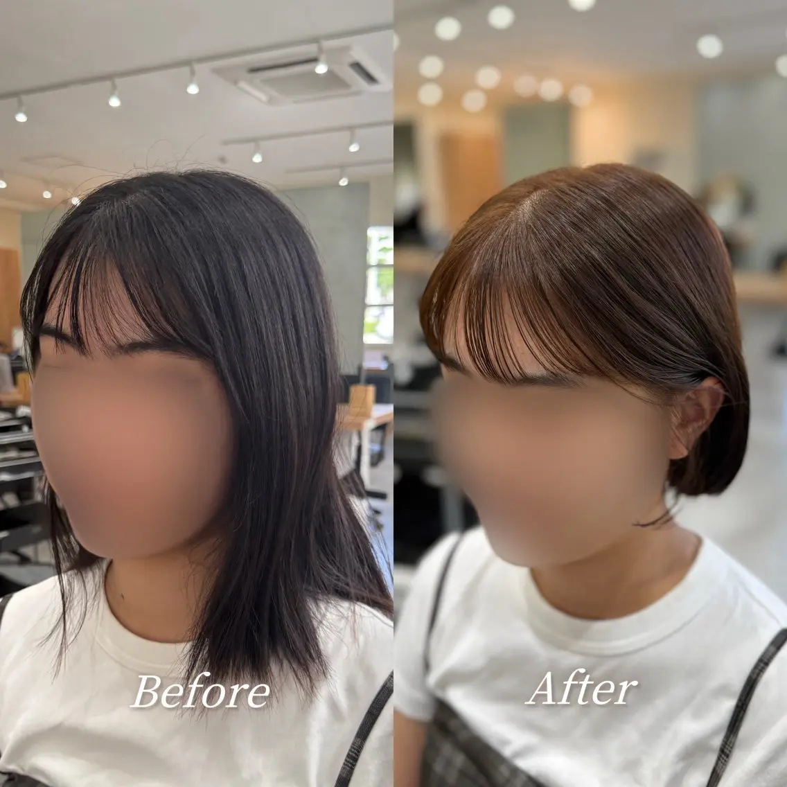 ショート 切りっぱなしボブ ボブ カット 透け感カラー/ SUのヘアスタイル