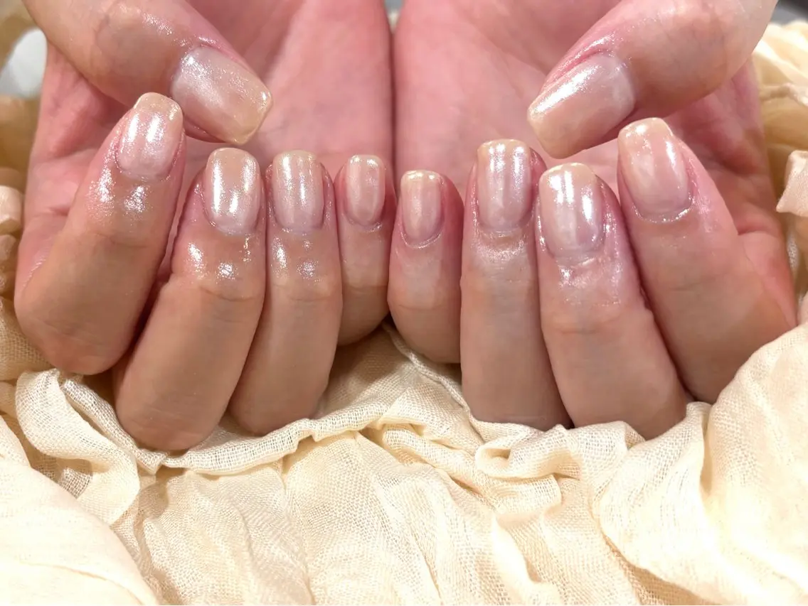 ネイル オーロラネイル ワンカラーネイル ハンドネイル Lino中目黒 🎀 パラジェルのネイルデザイン
