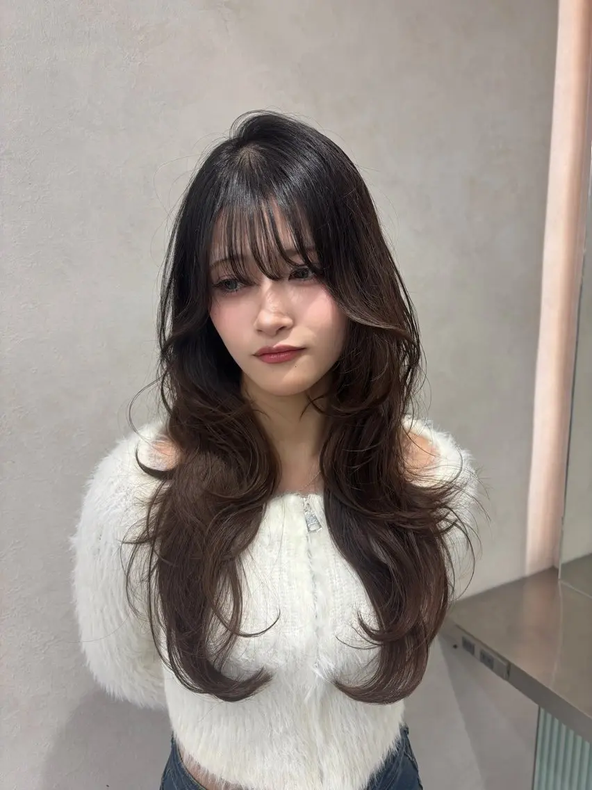 ロング ハッシュカット ハイレイヤー レイヤーカット Yuta✂︎ 韓国レイヤー🪽のヘアスタイル