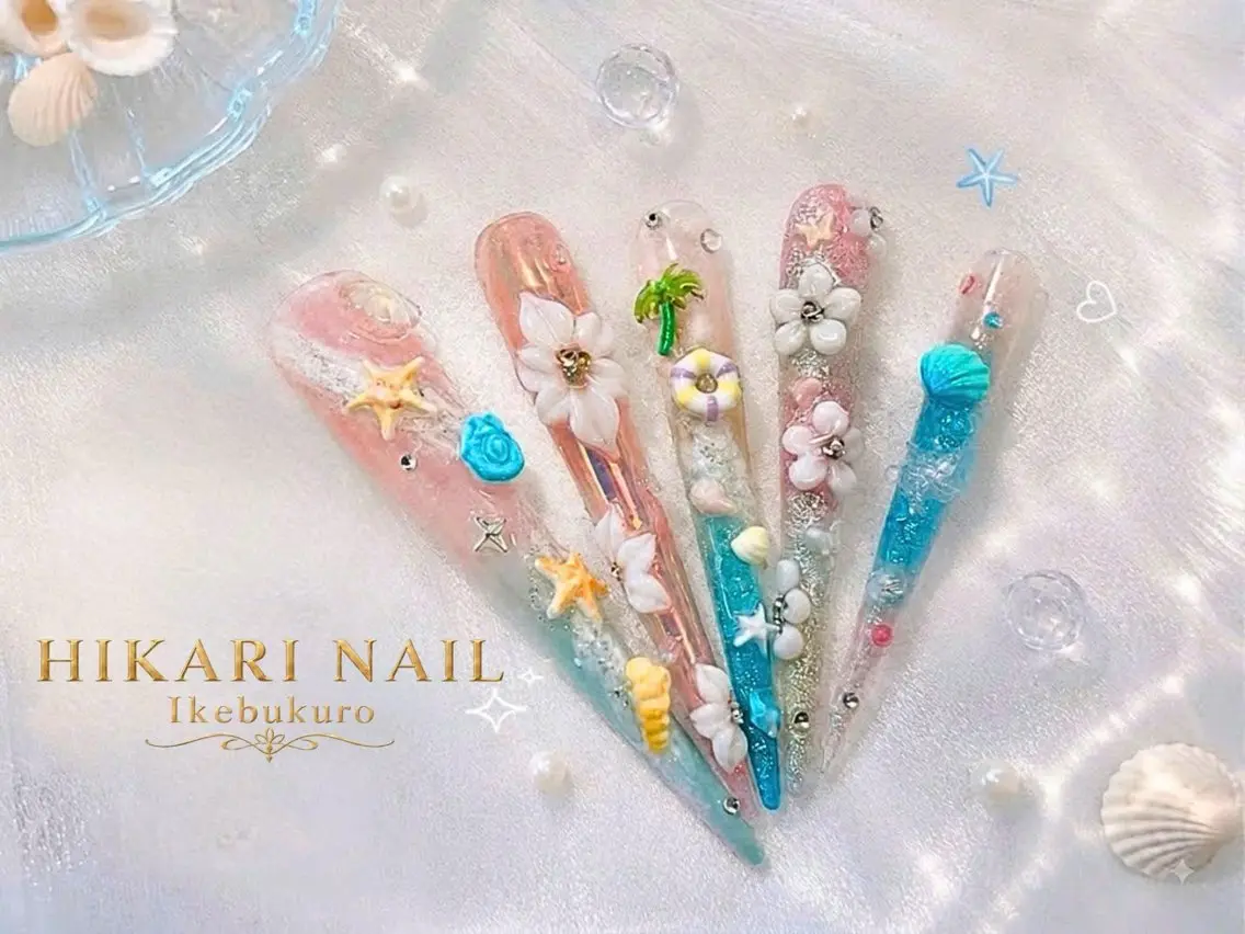 ネイル チークネイル 長さ出し フレンチネイル ガーリー ハロウィン ハンドネイル HikariNail Ikebukuroのネイルデザイン