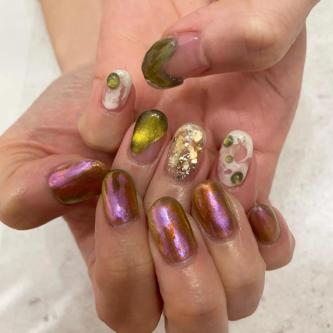 ネイル ジェルネイル マグネットネイル ミラーネイル ニュアンスネイル ハンドネイル Sea  nail by emaのネイルデザイン