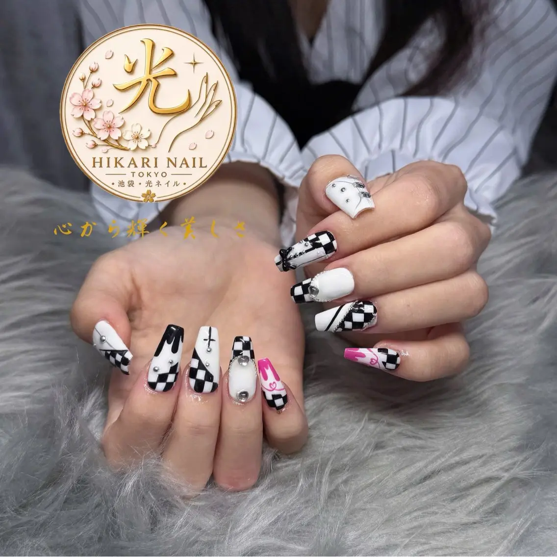 ネイル チークネイル 長さ出し フレンチネイル ガーリー ハロウィン ハンドネイル HikariNail Ikebukuroのネイルデザイン