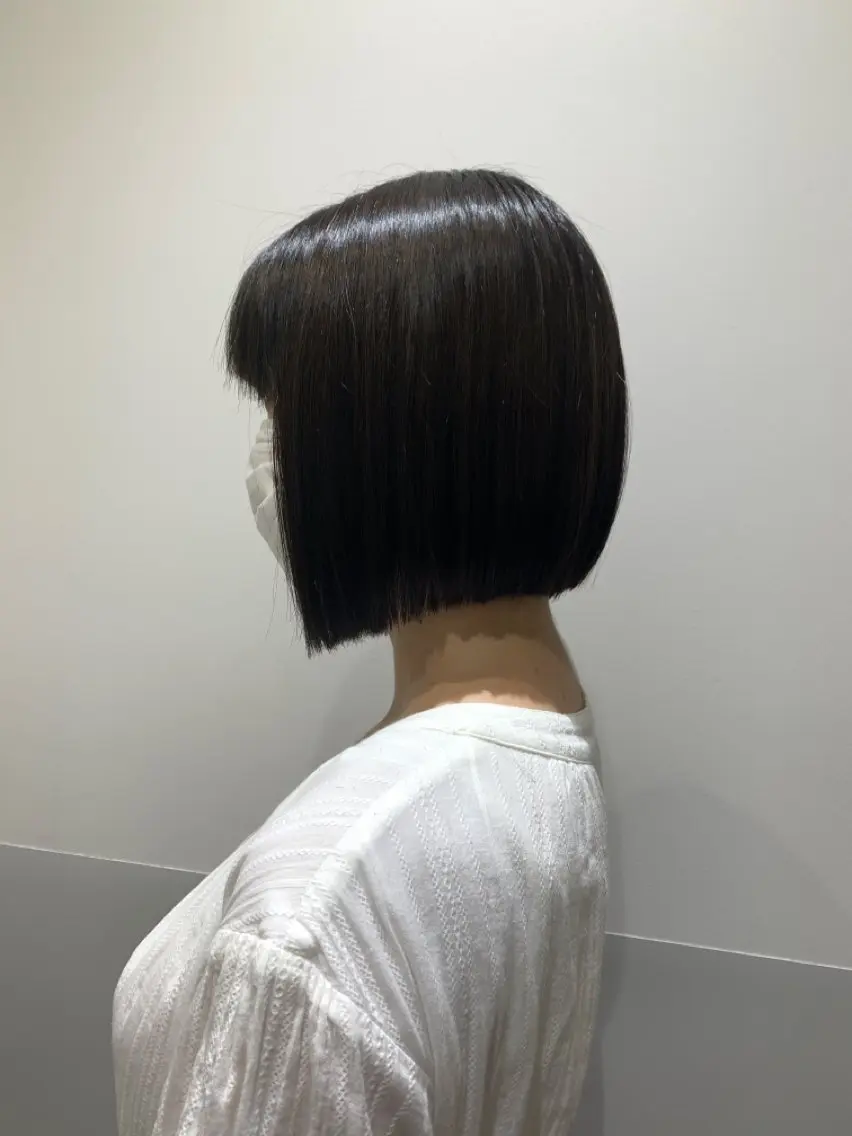 🍀【癖毛、多毛にオススメ】カット+髪質改善ストレート+3STEPトリートメント #ボブ#ミニボブ#新宿ボブ#髪質改善の写真