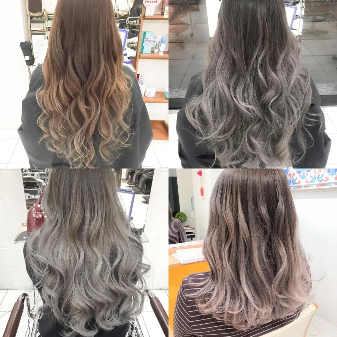 ロング カラー ヘアアレンジ アッシュ アッシュグレー アッシュグレージュ 透明感カラー グラデーションカラー モテ髪透明感❤️ デイズヘアカラーのヘアスタイル