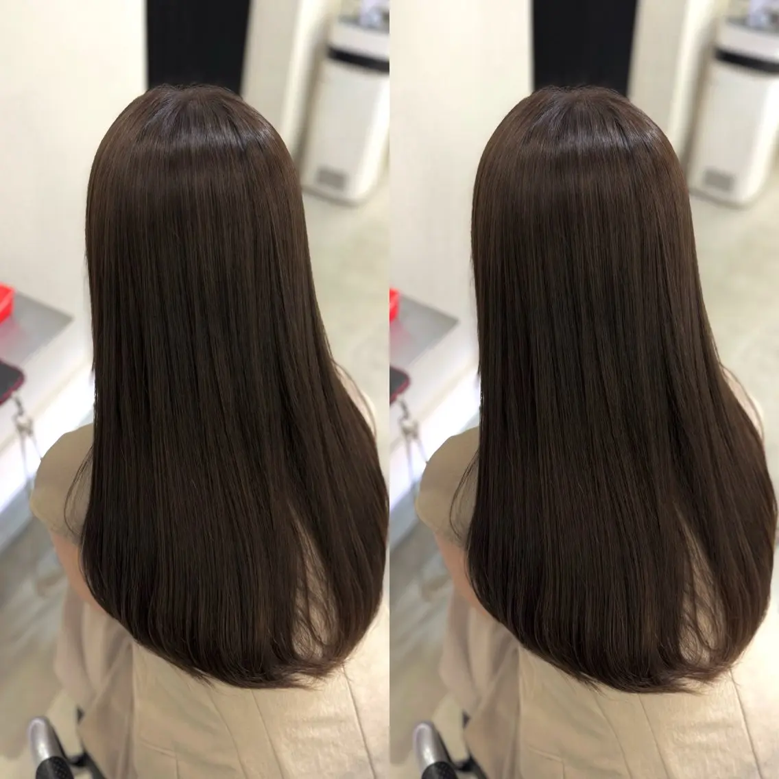 【縮毛矯正】+【ケアカラー】＋【メンテナンスカット】の写真