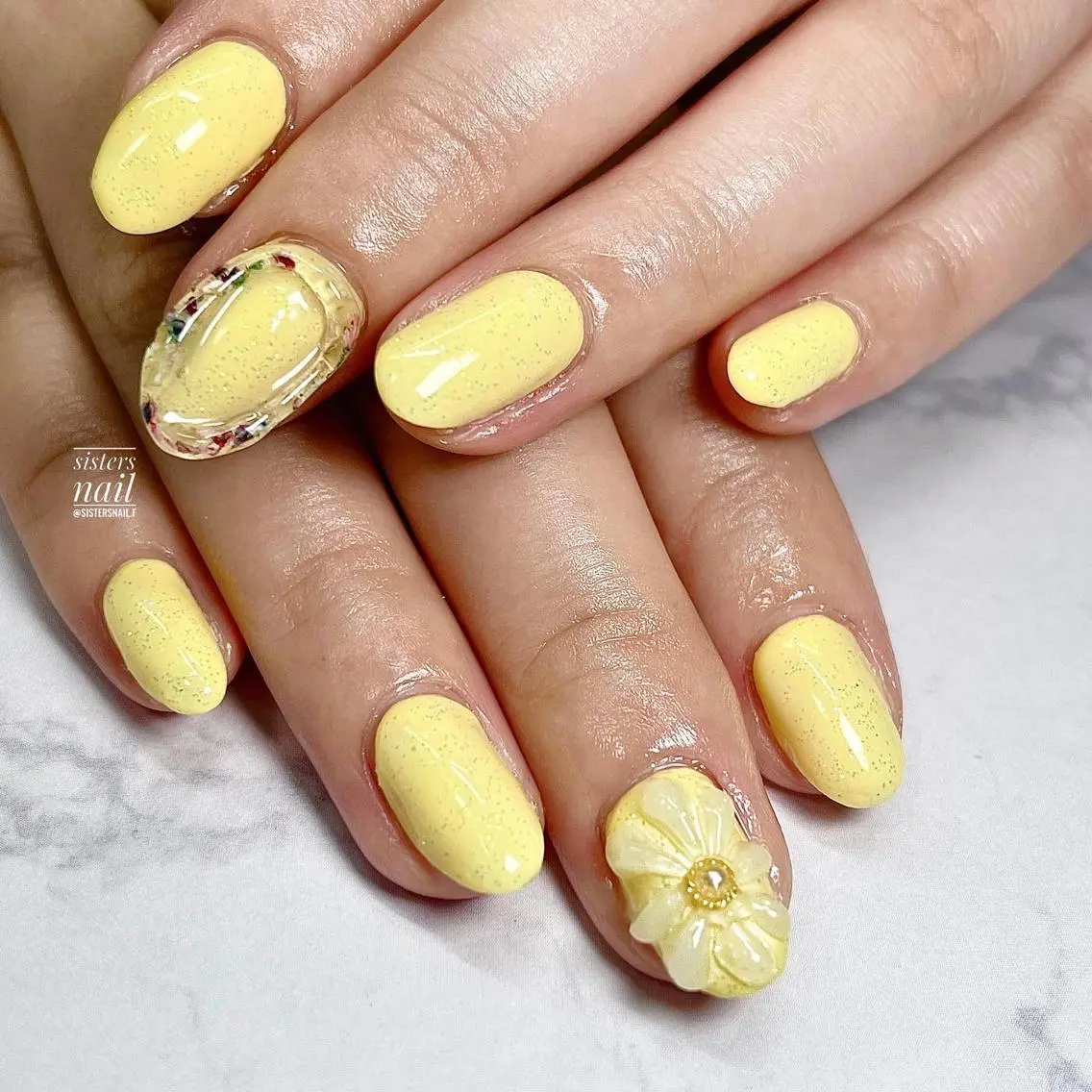 ネイル アートネイル フラワーネイル ニュアンスネイル ぷっくりネイル 夏ネイル sisters nail.fのネイルデザイン