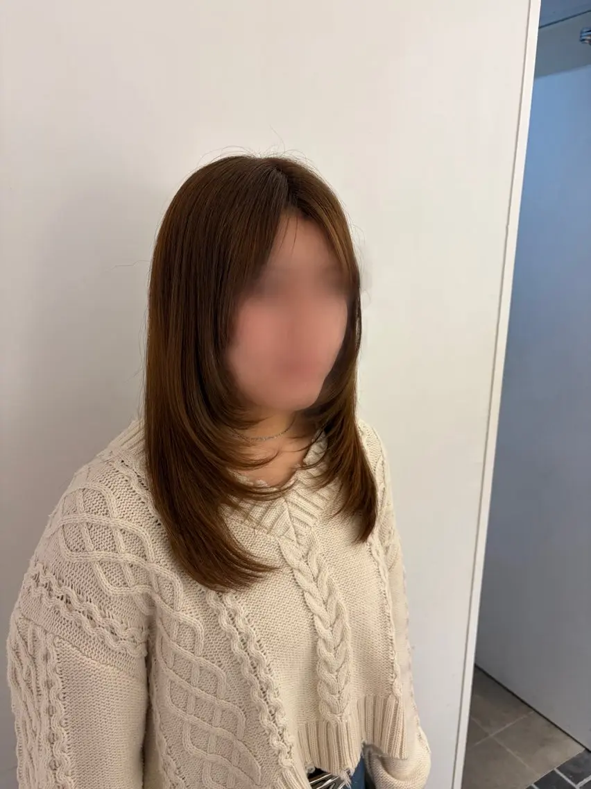 ミディアム カラー ベージュカラー ブリーチ ヘーゼル オレンジ ヘアカラー UNBIRTHDAY amiのヘアスタイル