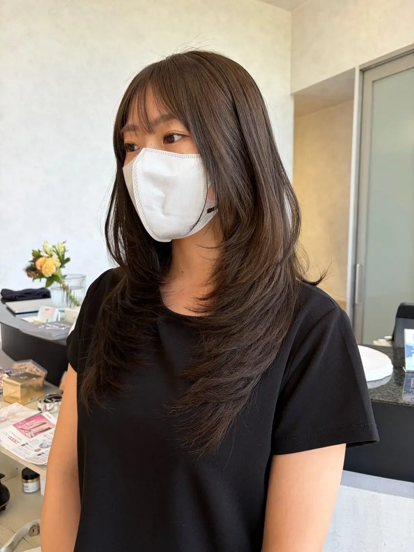 ロング カラー ブラウンカラー オリーブブラウン レイヤーカット カット ヘアカラー トリートメント 🫧ヒシダアキ taboo.i🫧のヘアスタイル