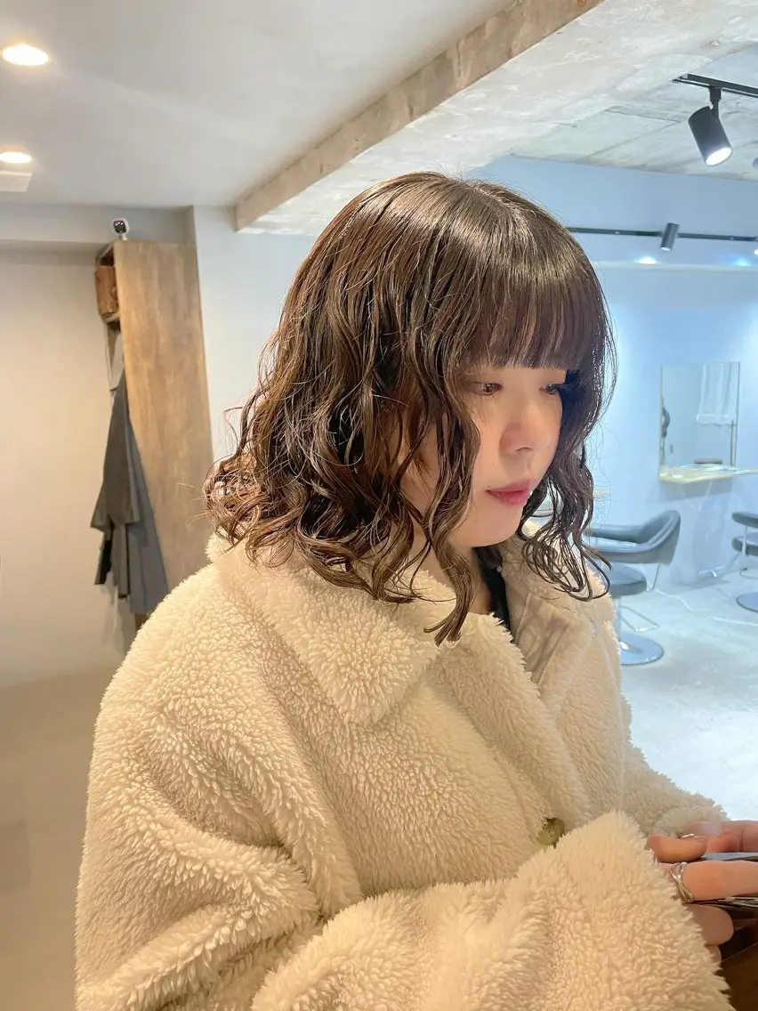 ミディアム パーマ ミディアムパーマ ボブ 【表参道】Ruri デジタルパーマのヘアスタイル