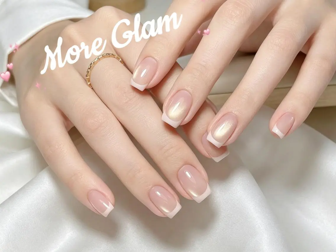 ネイル 長さ出し フットネイル フレンチネイル ジェルネイル ガラスフレンチ MoreGlam Nailsのネイルデザイン