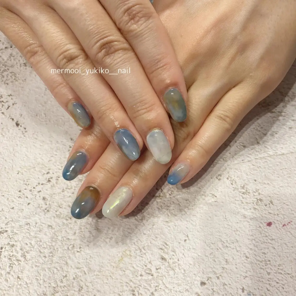 ネイル 韓国ネイル ロングネイル ニュアンスネイル ネイルチップ ワンホンネイル mermooi nailのネイルデザイン