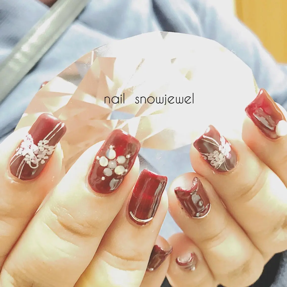 ネイル フラワーネイル ストーンネイル nail snowjewelのネイルデザイン