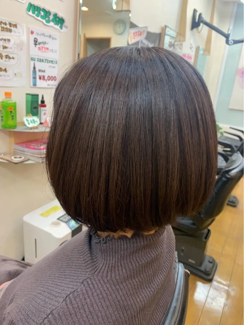 ミディアム ボブ トリートメント カット ヘアカラー トリートメント 縮毛矯正モデル募集中 美容室HATSUのヘアスタイル