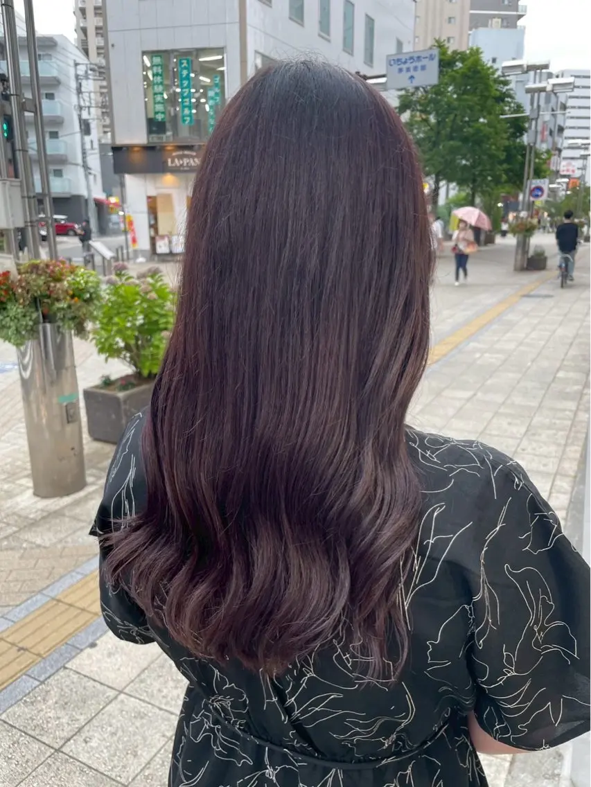 ロング ヘアカラー トリートメント himari💜 暖色/レイヤーカットのヘアスタイル