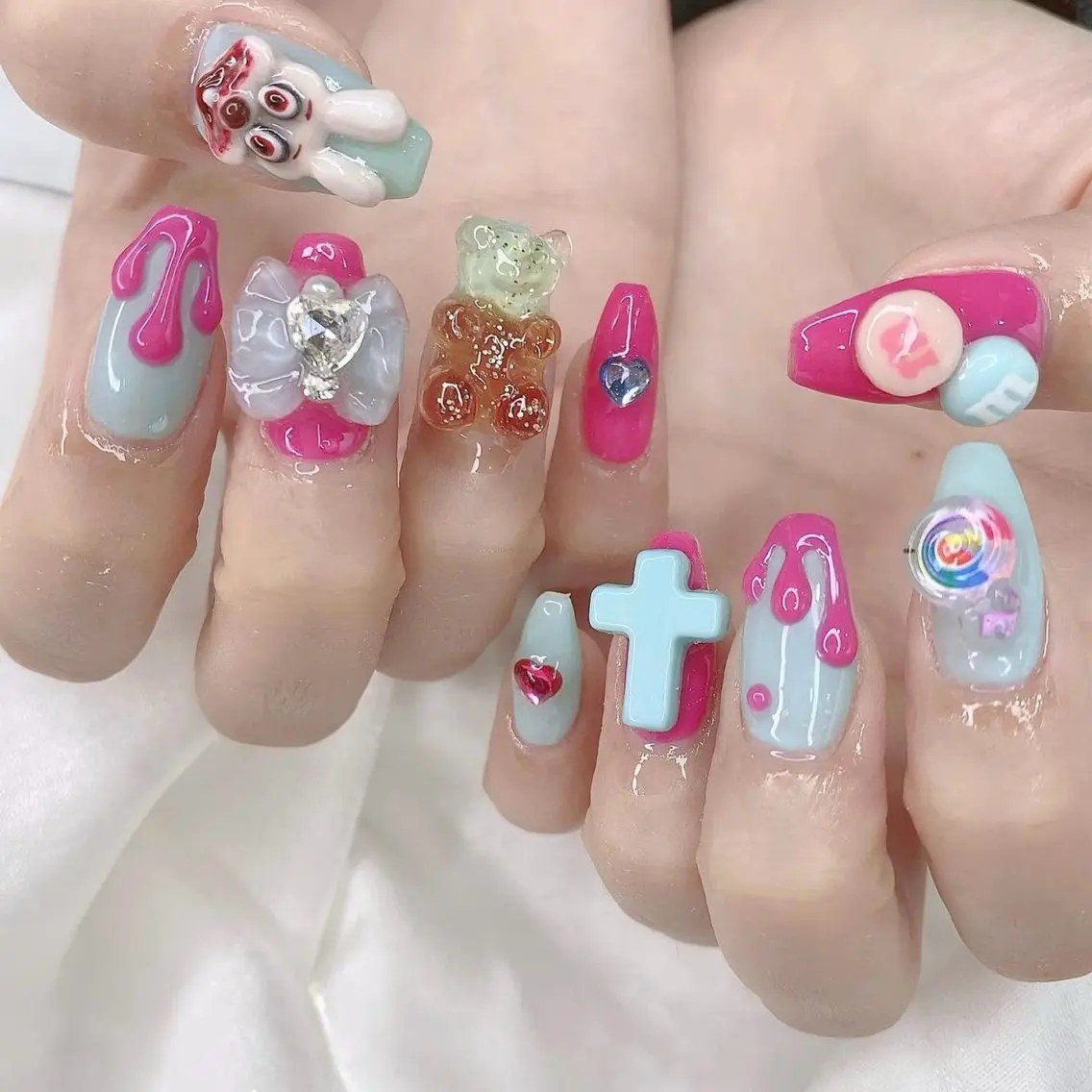 ネイル 渋谷／チップ長さ出し 👑アプレgel-xのネイルデザイン