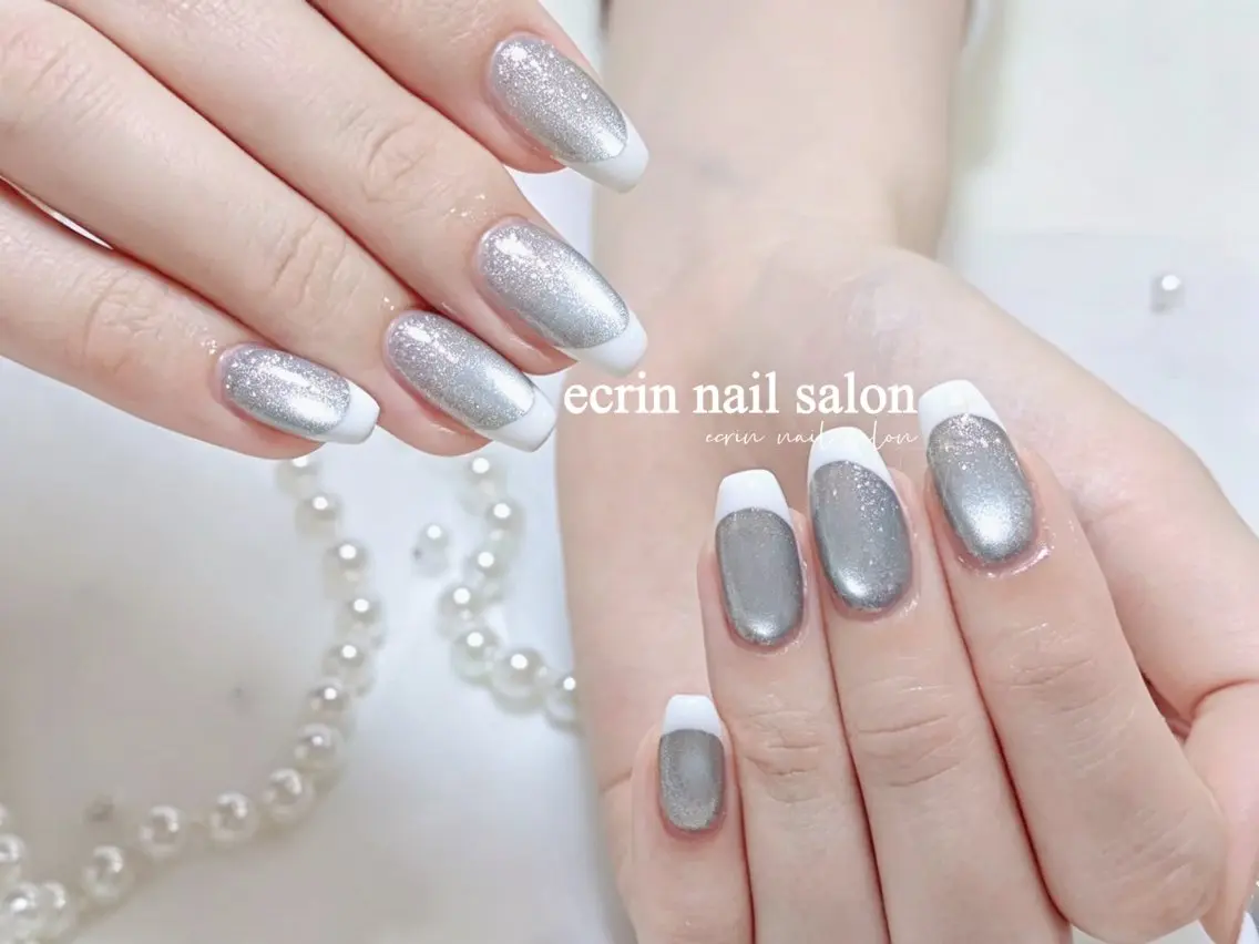 ネイル フレンチネイル ジェルネイル 韓国ネイル マグネットネイル ソフトジェル ハンドネイル ecrin nail 錦糸町(るい)のネイルデザイン