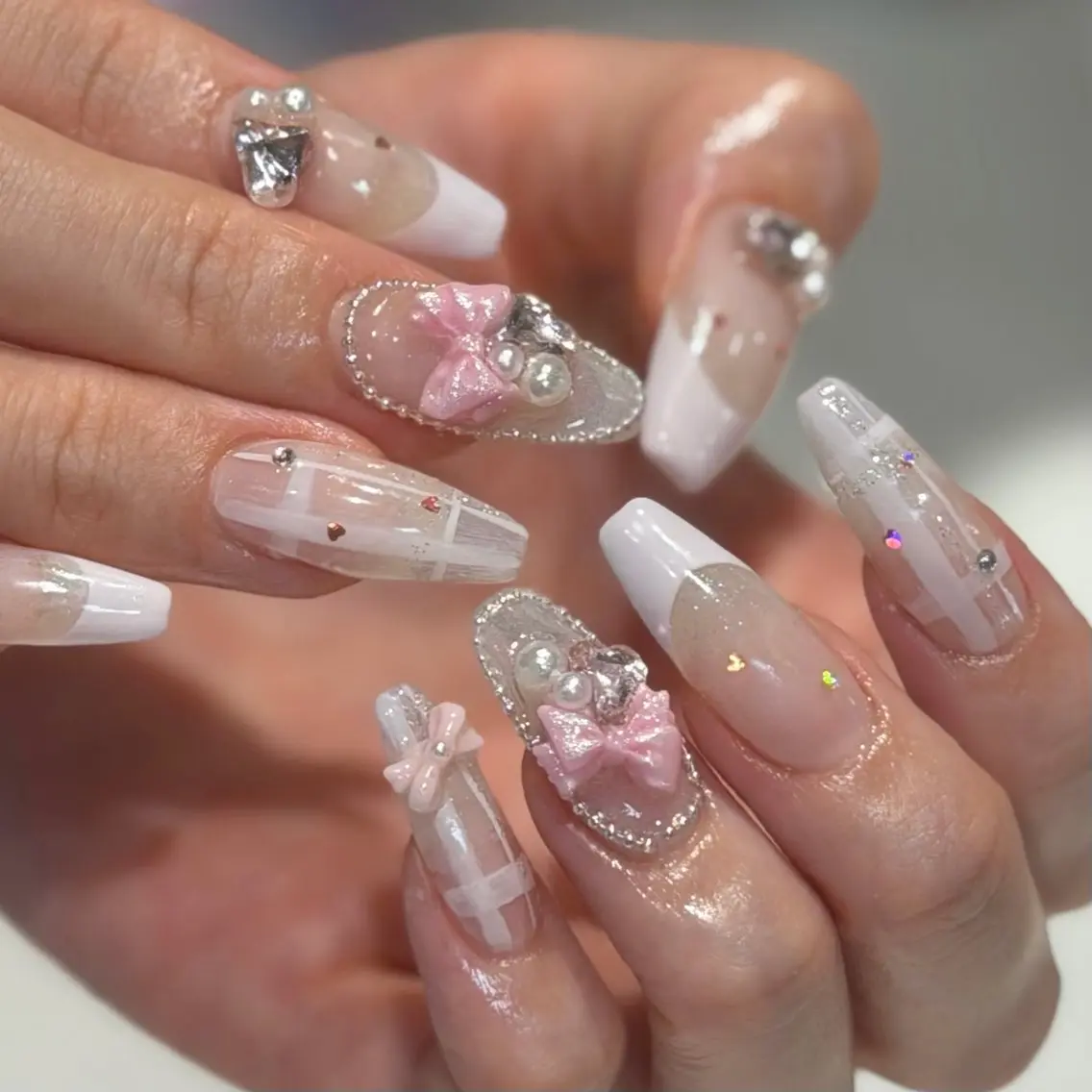 ネイル 持ち込み yume 🎀大人ガーリー🎀のネイルデザイン