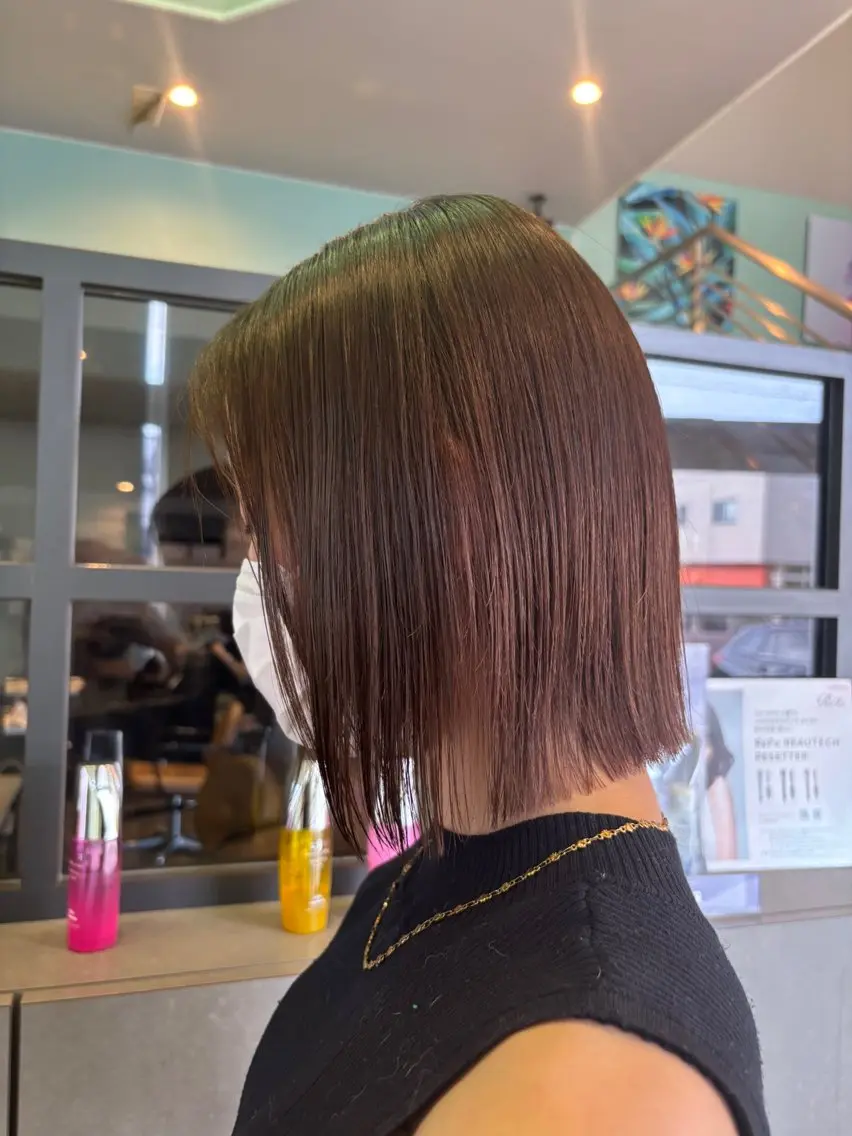 ミディアム 切りっぱなしボブ ボブ カット 🫧古田 穂香🫧パーマモデルのヘアスタイル