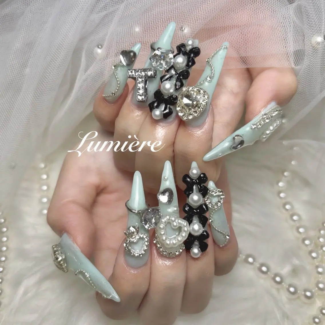 ネイル ロングネイル スーパーロングネイル ハンドネイル Lumière｜ ロング｜ワンホンのネイルデザイン