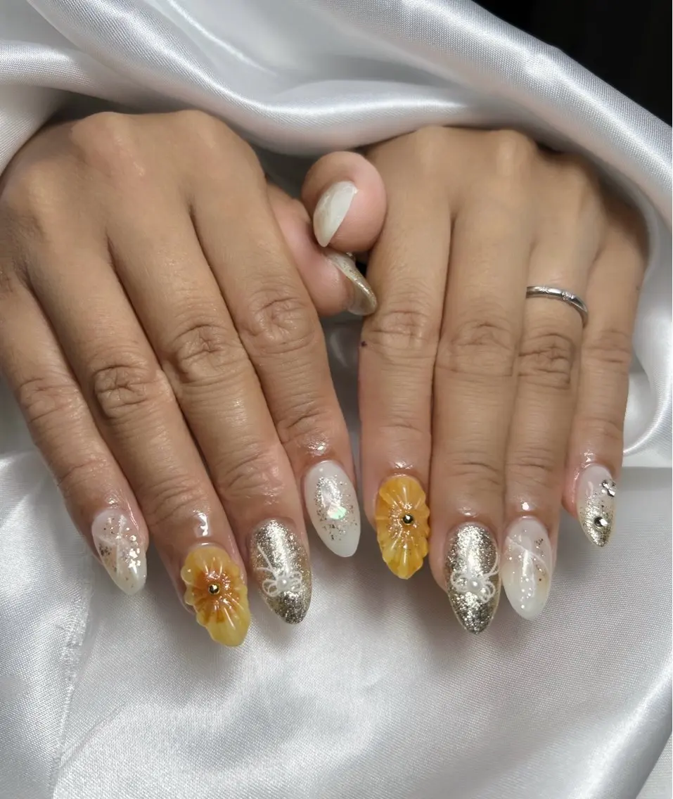 ネイル アートネイル オーロラネイル チークネイル 長さ出し フットネイル Chan nailsのネイルデザイン