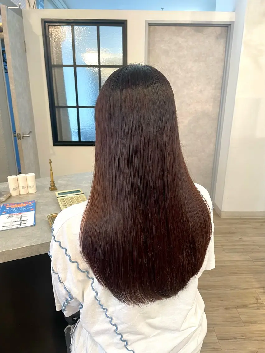 ロング パーマ 髪質改善 縮毛矯正 ストレートパーマ カット 縮毛矯正 VISAGE ba.sk 金子詩帆のヘアスタイル