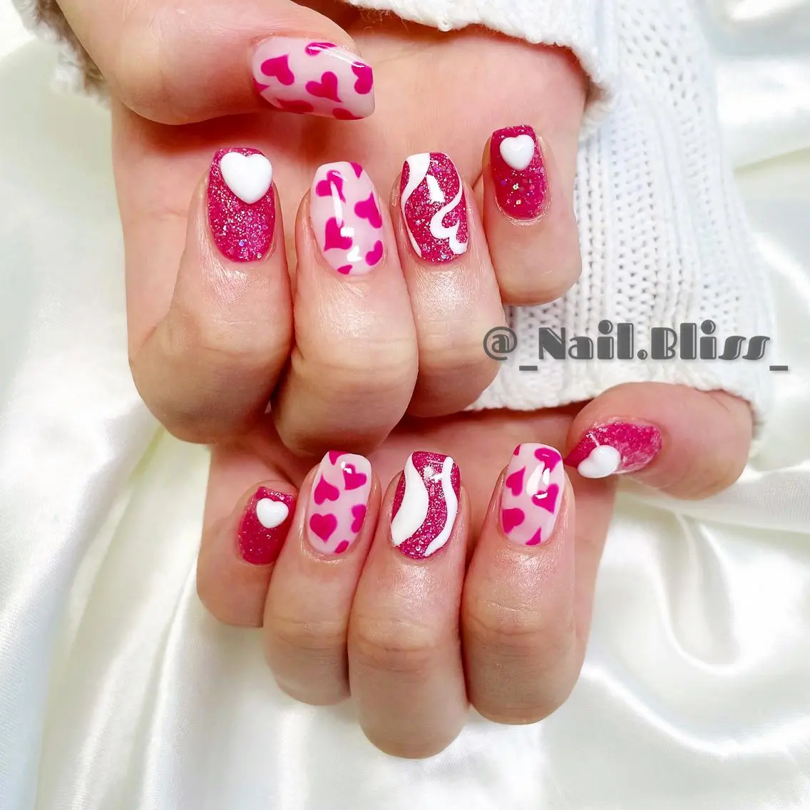 ネイル ハート ハンドネイル NAIL BLISSのネイルデザイン