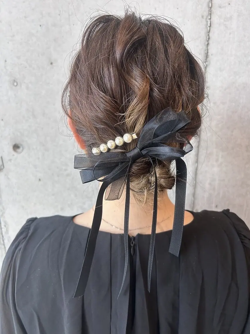 ミディアム ヘアアレンジ 結婚式・ブライダル ヘアセット 池田 華怜のヘアスタイル