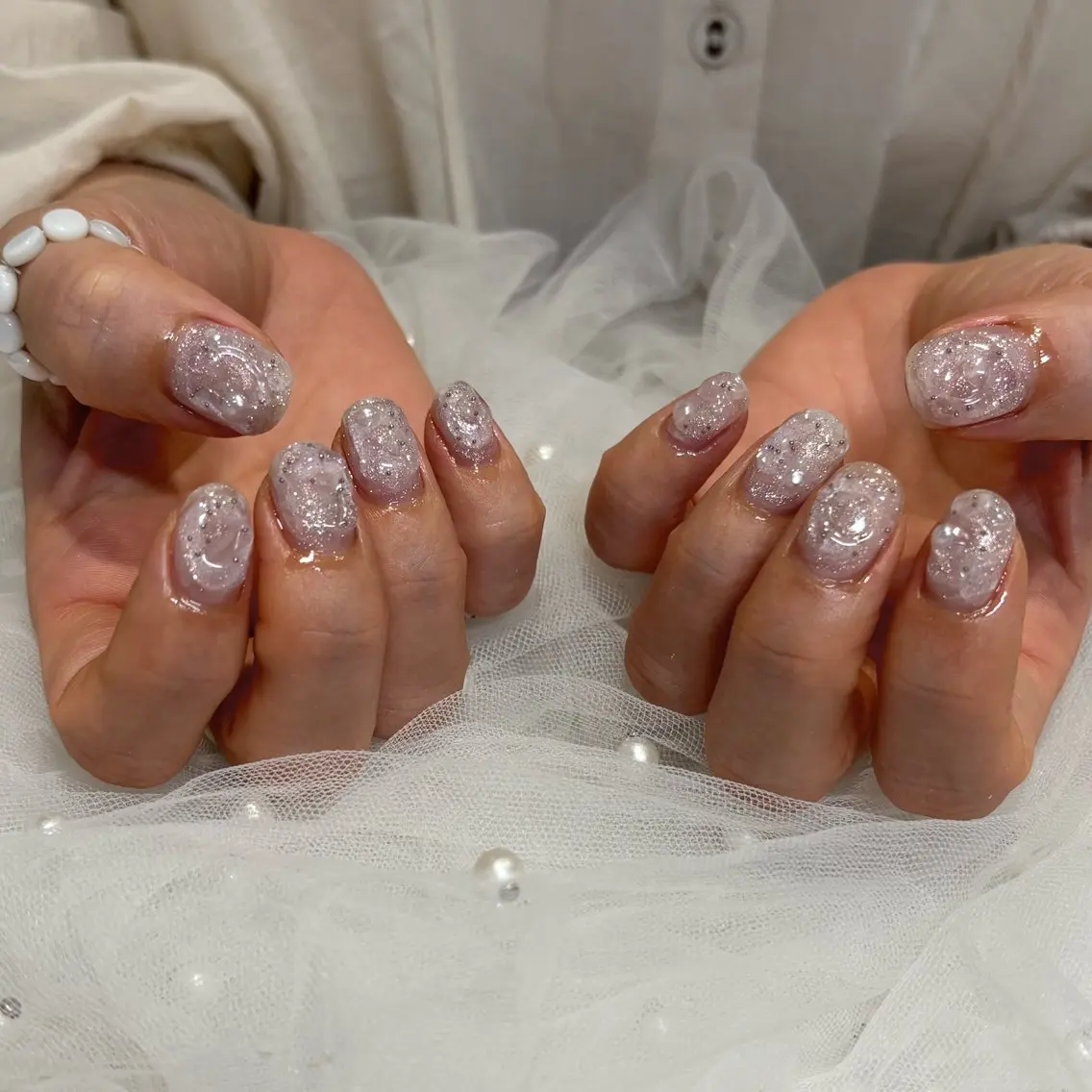 ネイル キラキラネイル ニュアンスネイル ぷっくりネイル ハンドネイル 荒巻 めいのネイルデザイン
