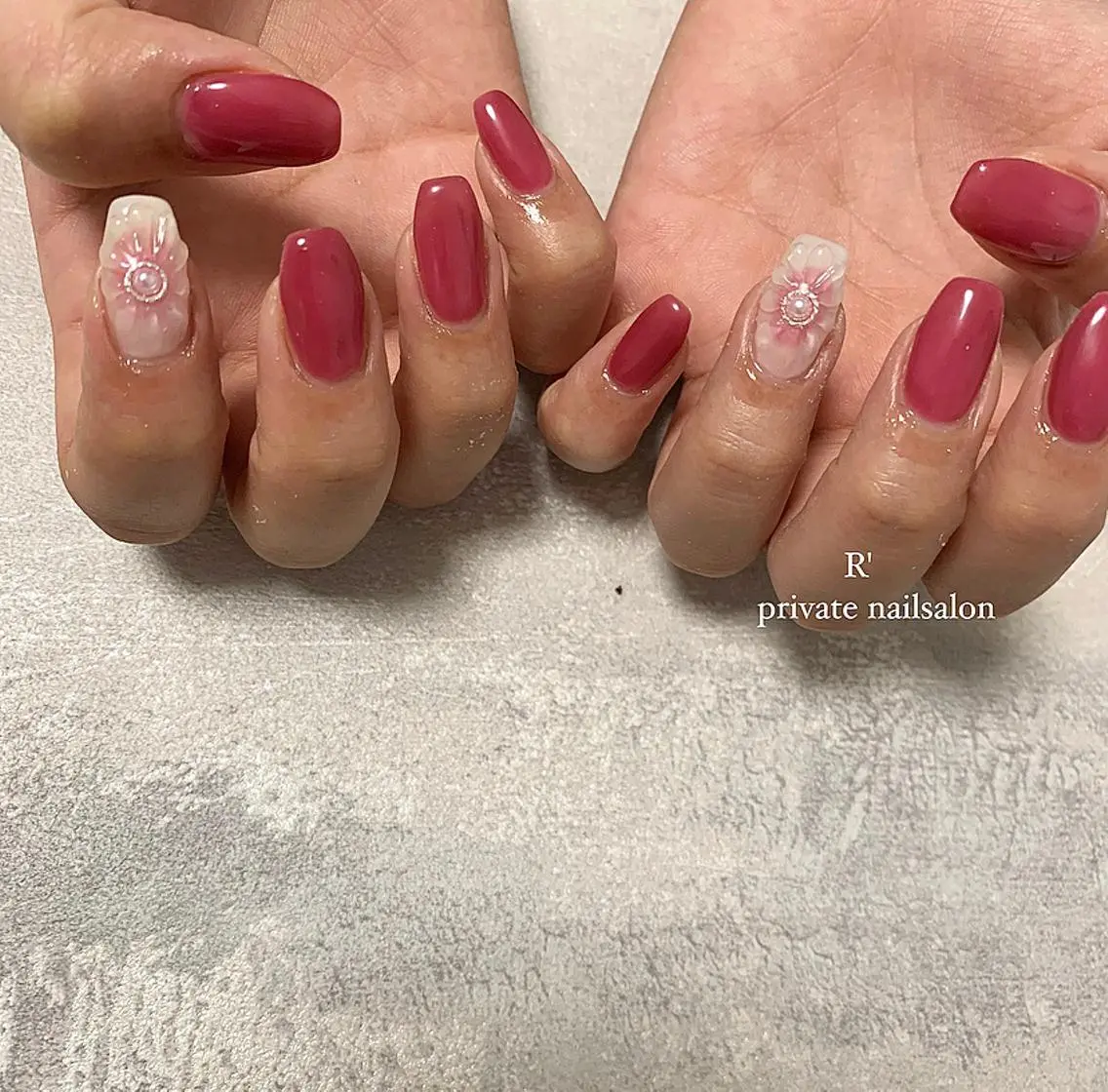 ネイル フラワーネイル Bersinar nail(rina)のネイルデザイン
