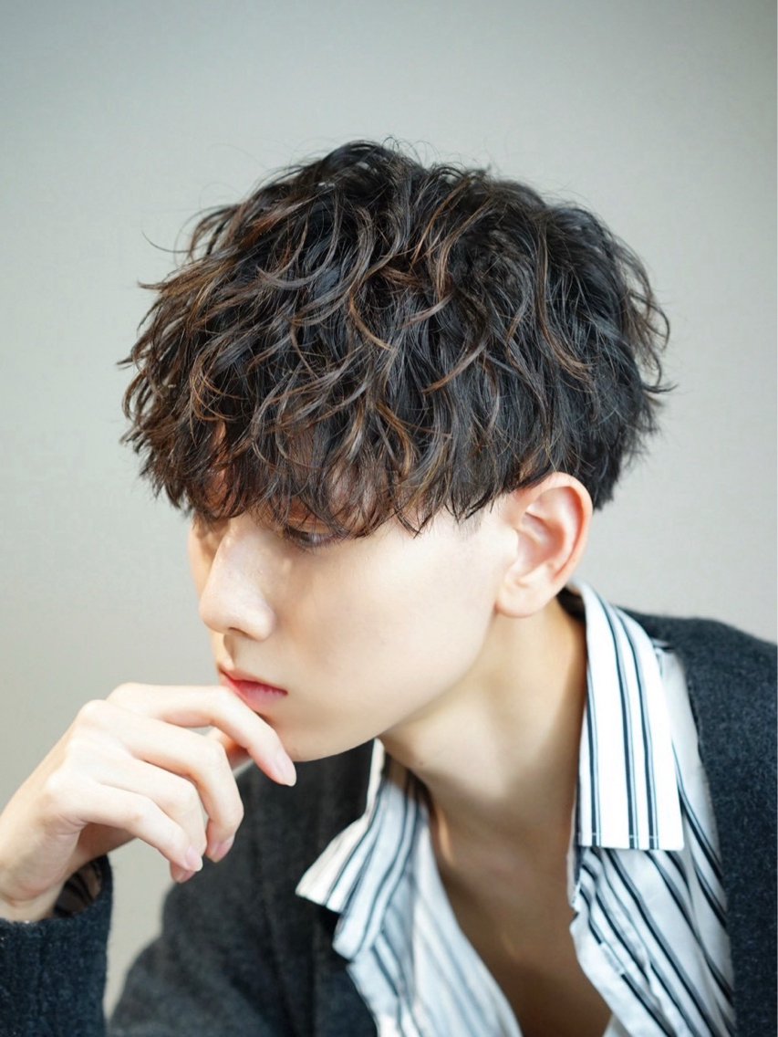 ショート パーマ メンズ メンズパーマ カット パーマ ヘアセット メンズカット職人/ モテ髪/たくみのヘアスタイル