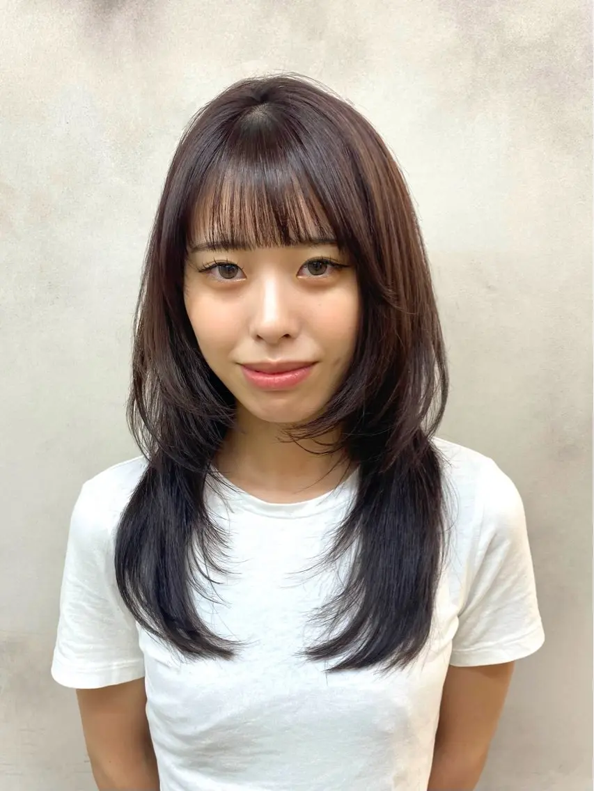 ロング ハッシュカット レイヤーカット🌼 艶カラー/長野/あやのヘアスタイル