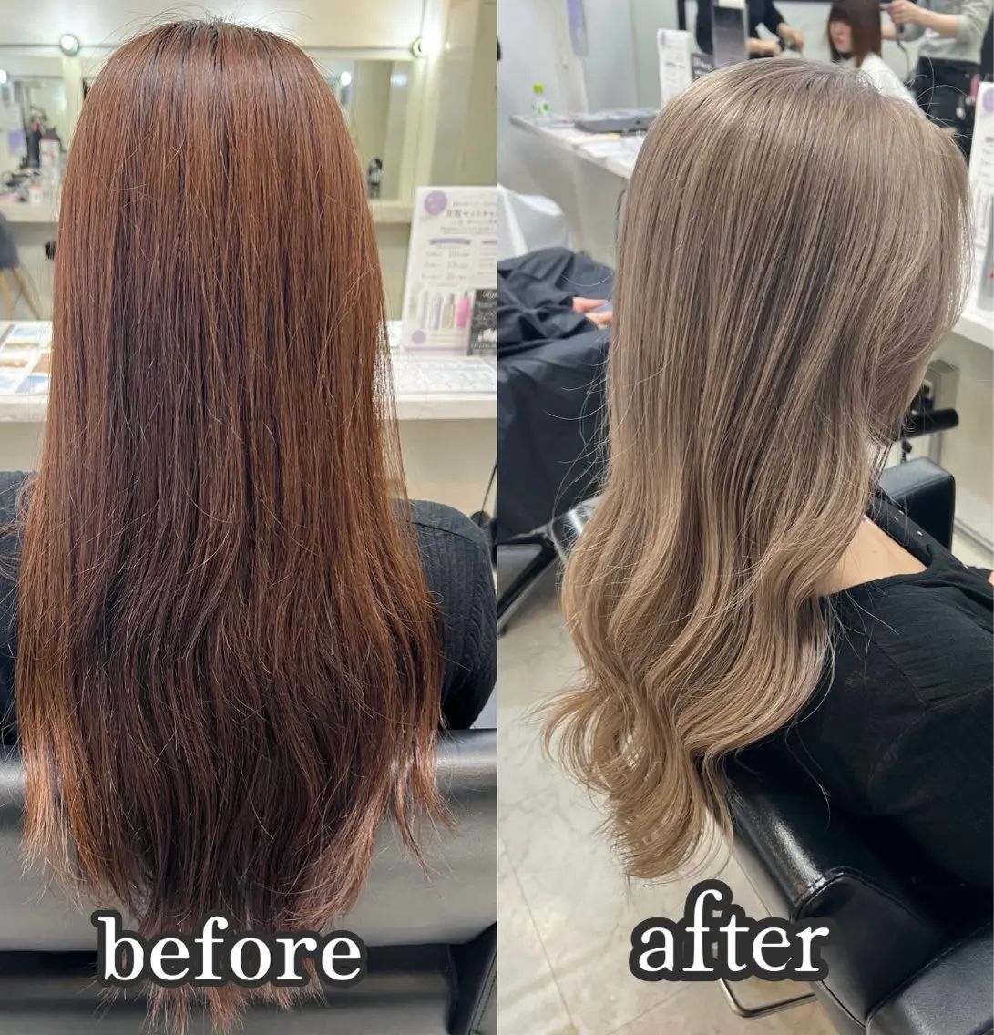 ロング カラー グレージュ ミルクティーグレージュ カット ヘアカラー トリートメント ✨レイヤー/髪質改善 /エクステ✨ナカムラのヘアスタイル