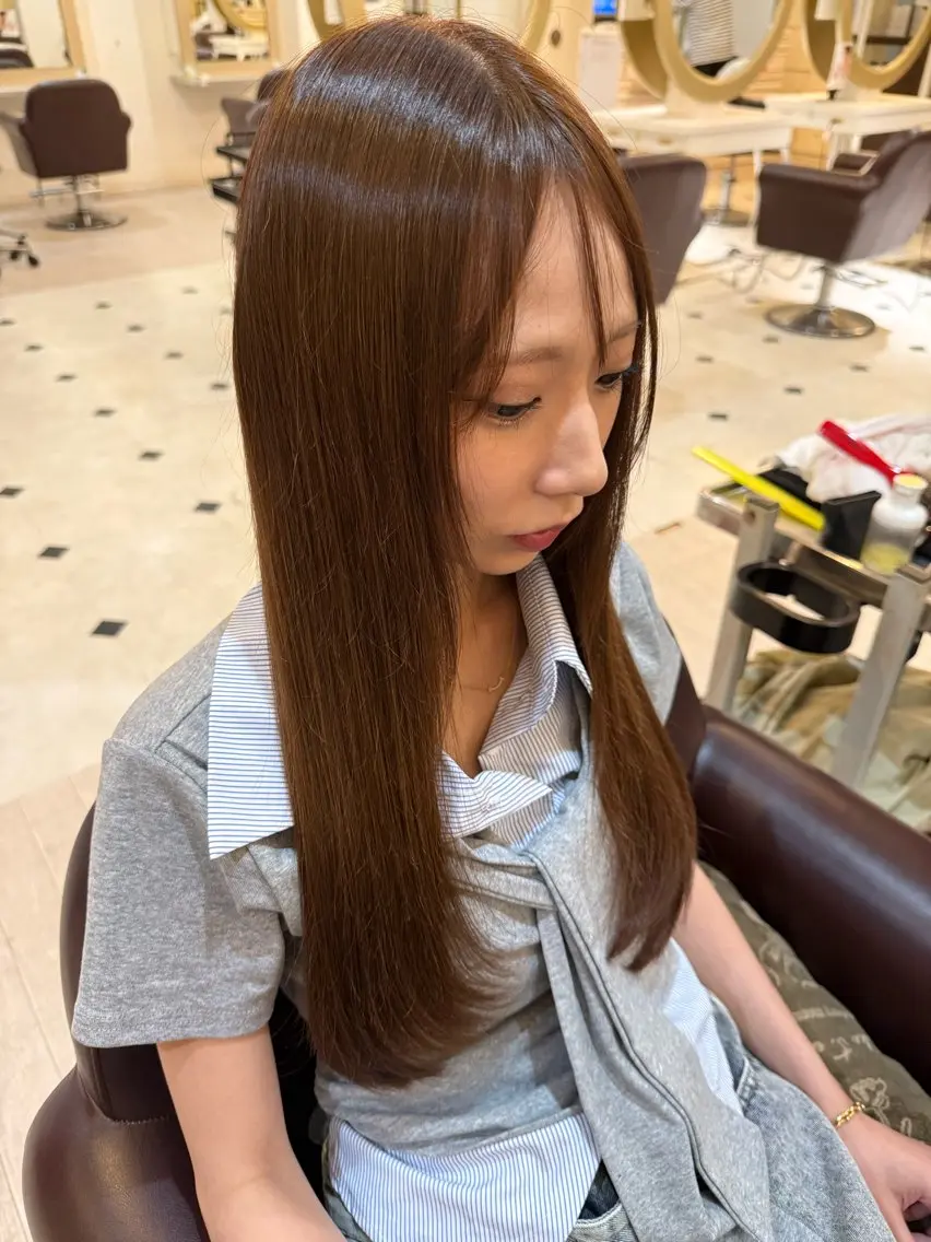 ロング レイヤーカット カット ヘアカラー ありま ゆうなのヘアスタイル