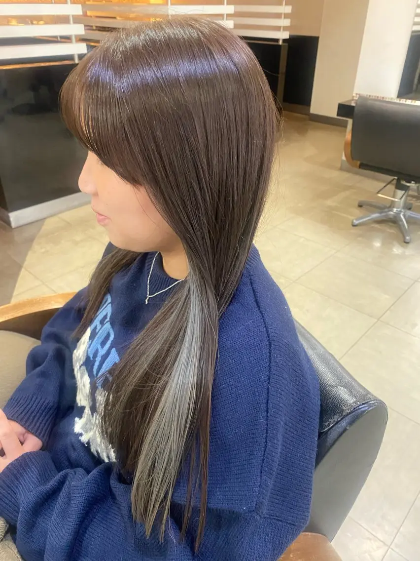 ロング カラー ヘアアレンジ イヤリングカラー インナーカラー 烏山 達也のヘアスタイル