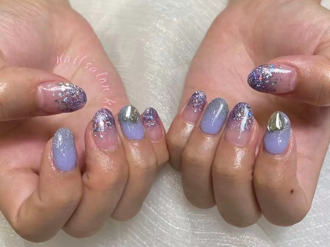 ネイル 長さ出し ジェルネイル マグネットネイル 持ち込み ニュアンスネイル ハンドネイル キ ヒのネイルデザイン