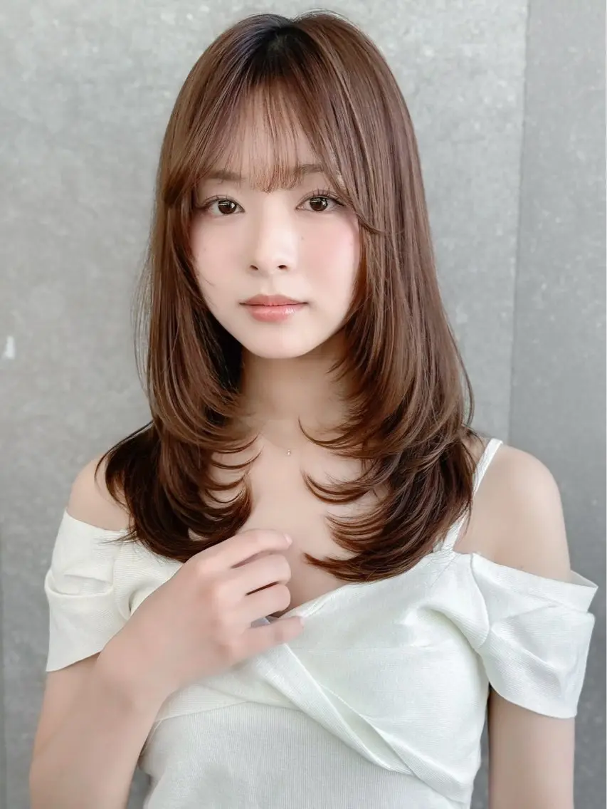 ミディアム カット ヘアカラー トリートメント ✨ミディアム レイヤーハルキのヘアスタイル