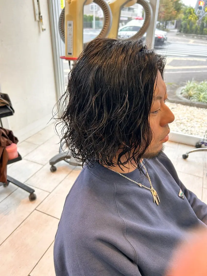 ミディアム パーマ メンズ ミディアムパーマ メンズパーマ ボブ カット パーマ 🍁メンズ特化美容師 /関根玲空🍁のヘアスタイル