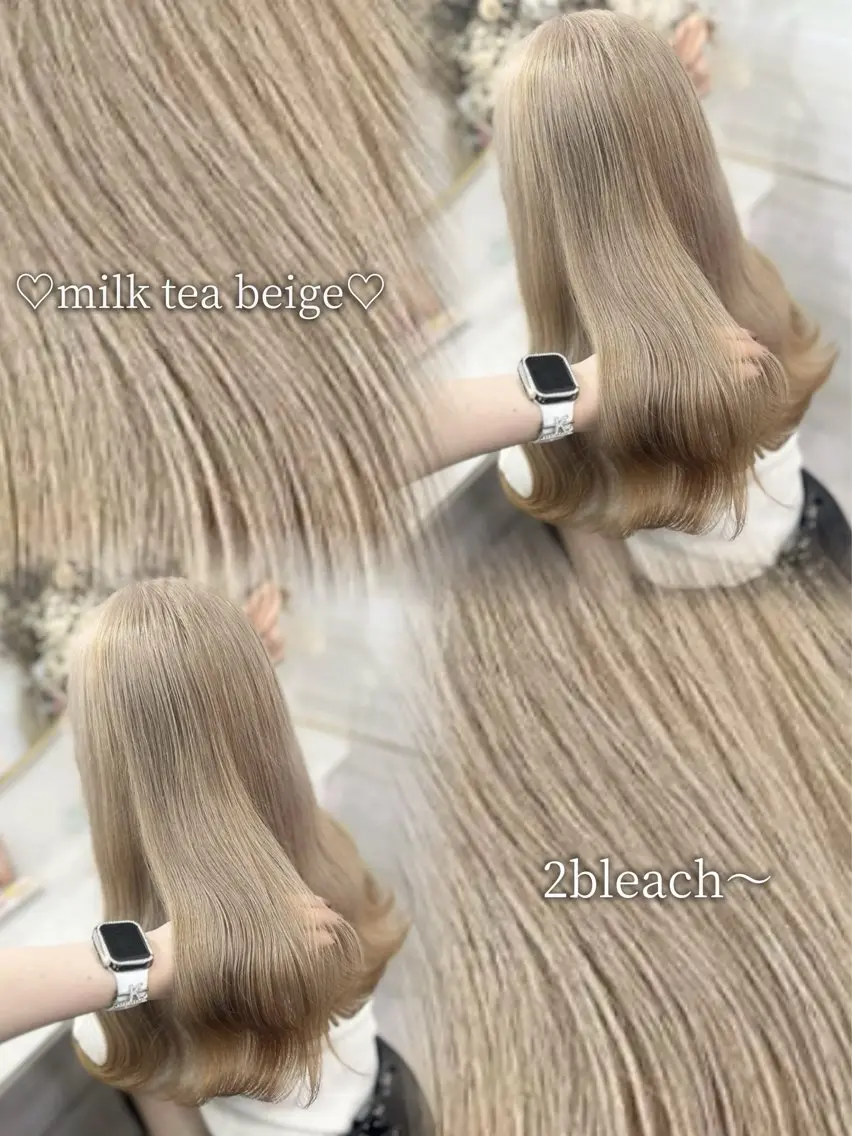 ロング カラー ブリーチ ダブルカラー 縮毛矯正 酸性ストレート ヘアカラー トリートメント 🖤みらい🖤 透明感カラー/カットのヘアスタイル