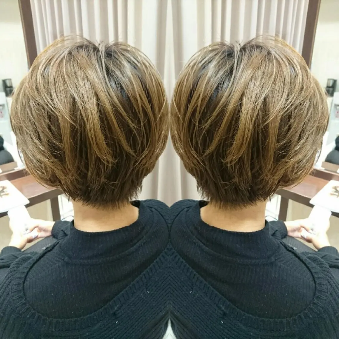 ショート カラー レイヤーカット タッセルボブ× 美髪・髪質改善のヘアスタイル