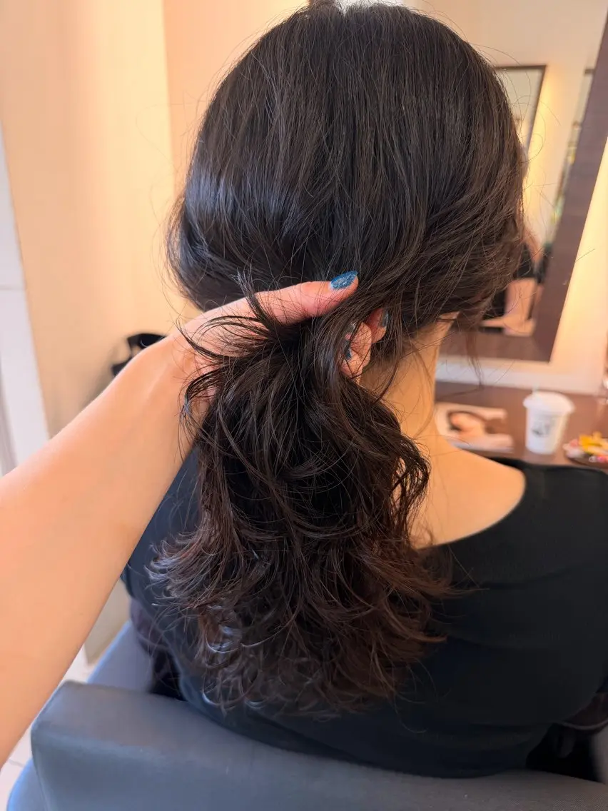 セミロング パーマ セミロングパーマ レイヤーカット 水口 由花のヘアスタイル