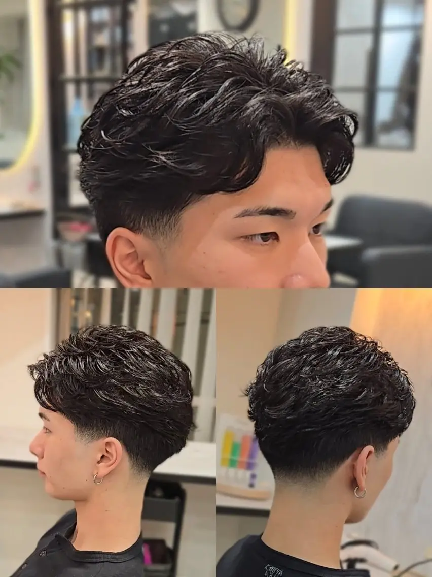 メンズ ショート パーマ フェードカット ショートヘア カット パーマ ヘアセット LEN名古屋/パーマ 海外ヘア/メンズ特化のヘアスタイル