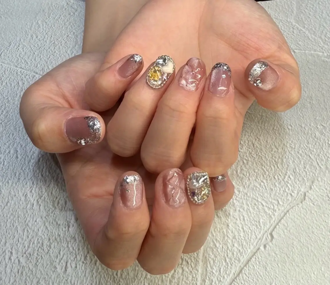 ネイル アートネイル クリアネイル ハート ラメ(グリッター) ニュアンスネイル ハンドネイル ハンドケア NailSalon✨ Écrinエクランのネイルデザイン