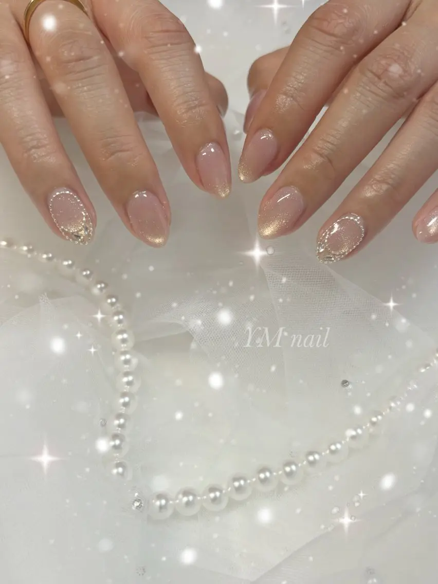 ネイル マグネットネイル ピンク 春ネイル ハンドネイル YM nailのネイルデザイン