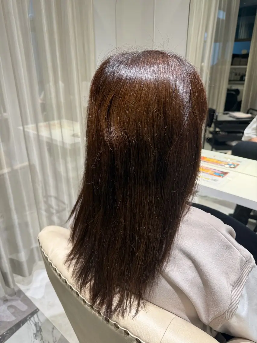ミディアム カット 縮毛矯正 福山艶髪|髪質改善| 三宅星哉のヘアスタイル